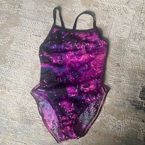 Speedo Purple and Black Galaxy-Print One-Piece size 8